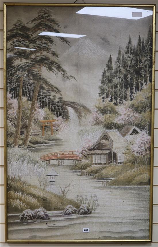 An oriental embroidery panel